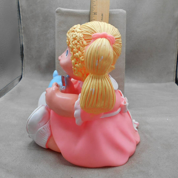 Cabbage Patch Doll Vinyl Bank 1983 Blonde/Blue Eye Girl Blue Piggy Bank - Picture 2 of 6